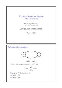 Bài giảng Signals and Systems - Chapter: The z-transform - Đặng Quang Hiếu