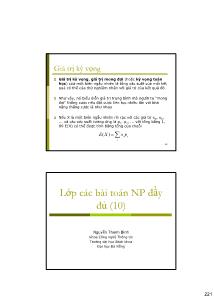 Bài giảng Thuật toán nâng cao - Chương 1-: Lớp các bài toán NP đầy đủ - Nguyễn Thanh Bình