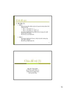 Bài giảng Thuật toán nâng cao - Chương 5: Chia để trị - Nguyễn Thanh Bình