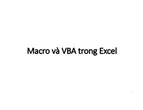 Bài giảng Tin học văn phòng - Macro và VBA trong Excel