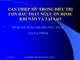 Can thiệp MV trong điều trị cơn đau thắt ngực ổn định: Khi nào và tại sao - Đỗ Quang Huân