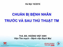 Chuẩn bị bệnh nhân trước và sau thủ thuật tĩnh mạch - Hoàng Việt Anh