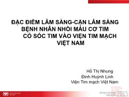 Đặc điểm lâm sàng, cận lâm sàng bệnh nhân nhồi máu cơ tim có sốc tim vào Viện tim mạch Việt Nam - Hồ Thị Nhung