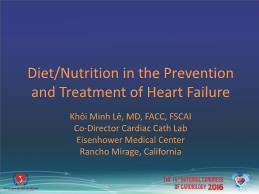 Diet/nutrition in the prevention and treatment of heart failure - Khôi Minh Lê