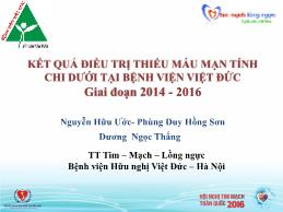 Kết quả điều trị thiếu máu mạn tính chi dưới tại bệnh viện Việt Đức giai đoạn 2014-2016 - Nguyễn Hữu Ước
