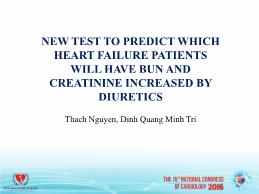 New test to predict which heart failure patients will have BUN and creatinine increased by diuretics
