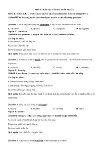 Rèn kỹ năng làm bài từ đồng nghĩa và trái nghĩa môn Tiếng Anh (Cho kỳ thi THPT Quốc gia) - Vũ Thị Mai Phương (Phần 2)