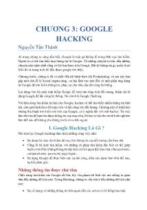 Tài liệu Bảo mật mạng - Chương 3: Google Hacking - Nguyễn Tấn Thành