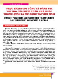 Thực trạng nợ công và đánh gia vai trò của kiểm toán nhà nước trong quản lý nợ công tại Việt Nam