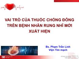 Vai trò của thuốc chống đông trên bệnh nhân rung nhĩ mới xuất hiện - Phạm Trần Linh