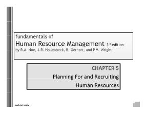 Bài giảng Human resource managemen - Chapter 5: Planning for and recruiting human resource - Ngô Quý Nhâm