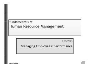 Bài giảng Human resource managemen - Chapter 6: Managing employees’ performance - Ngô Quý Nhâm