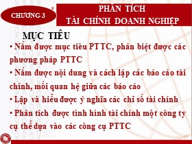 Bài giảng Quản trị tài chính doanh nghiệp - Chương 3: Phân tích tài chính doanh nghiệp - Nguyễn Thị Oanh