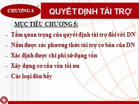 Bài giảng Quản trị tài chính doanh nghiệp - Chương 5: Quyết định tài trợ - Nguyễn Thị Oanh