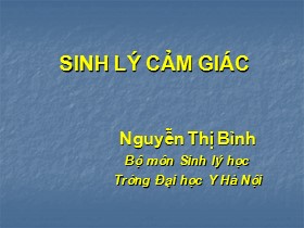 Bài giảng Sinh lý học thần kinh - Sinh lý cảm giác - Nguyễn Thị Bình