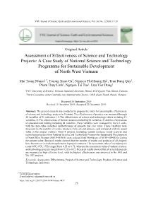 Assessment of effectiveness of science and technology projects: A case study of national science and technology programme for sustainable development of North West Vietnam