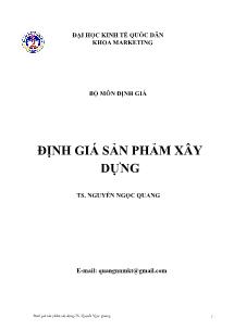 Bài giảng Định giá sản phẩm xây dựng - Nguyễn Ngọc Quang