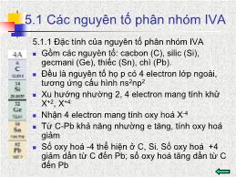 Bài giảng Hóa học - Chương 5: Các nguyên tố phân nhóm IVA