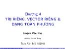 Bài giảng Toán A2 - Chương 4: Trị riêng, vector riêng & dạng toàn phương - Huỳnh Văn Kha