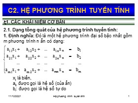Bài giảng Toán kinh tế 1 - Chương 2: Hệ phương trình tuyến tính - Nguyễn Ngọc Lam