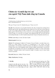 Chăm sóc và nuôi dạy trẻ em của người Việt Nam sinh sống tại Canada