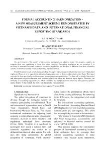Formal accounting harmonization - A new measurement scheme demonstrated by Vietnam’s data and international financial reporting standards