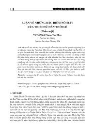 Luận về những đặc điểm nổi bật của thơ chữ Hán thời Lê (Phần một)