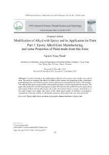 Modification of Alkyd with epoxy and its application for paint - Part 1: Epoxy alkyd ester manufacturing and some properties of paint made from this ester