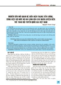 Nghiên cứu mối quan hệ giữa hiện trạng tiền lương, công việc với mức độ hài lòng của các huấn luyện viên thể thao đội tuyển quốc gia Việt Nam