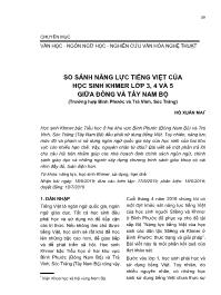 So sánh năng lực tiếng Việt của học sinh Khmer Lớp 3, 4 và 5 giữa Đông và Tây Nam Bộ