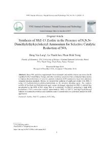 Synthesis of SSZ-13 Zeolite in the Presence of N,N,NDimethylethylcyclohexyl Ammonium for Selective Catalytic Reduction of NOx