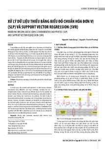 Xử lý dữ liệu thiếu bằng biểu đồ chuẩn hóa đơn vị (SLP) và Support Vector Regression (SVR)